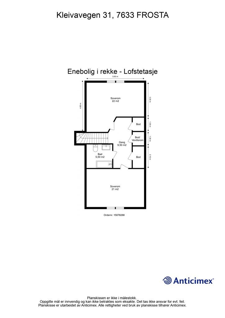 Planskisse loftsetasje. 