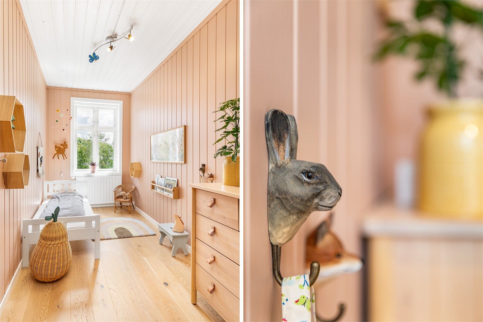 Soverom med ca. 7 kvm. gulvflate - et naturlig barnerom.