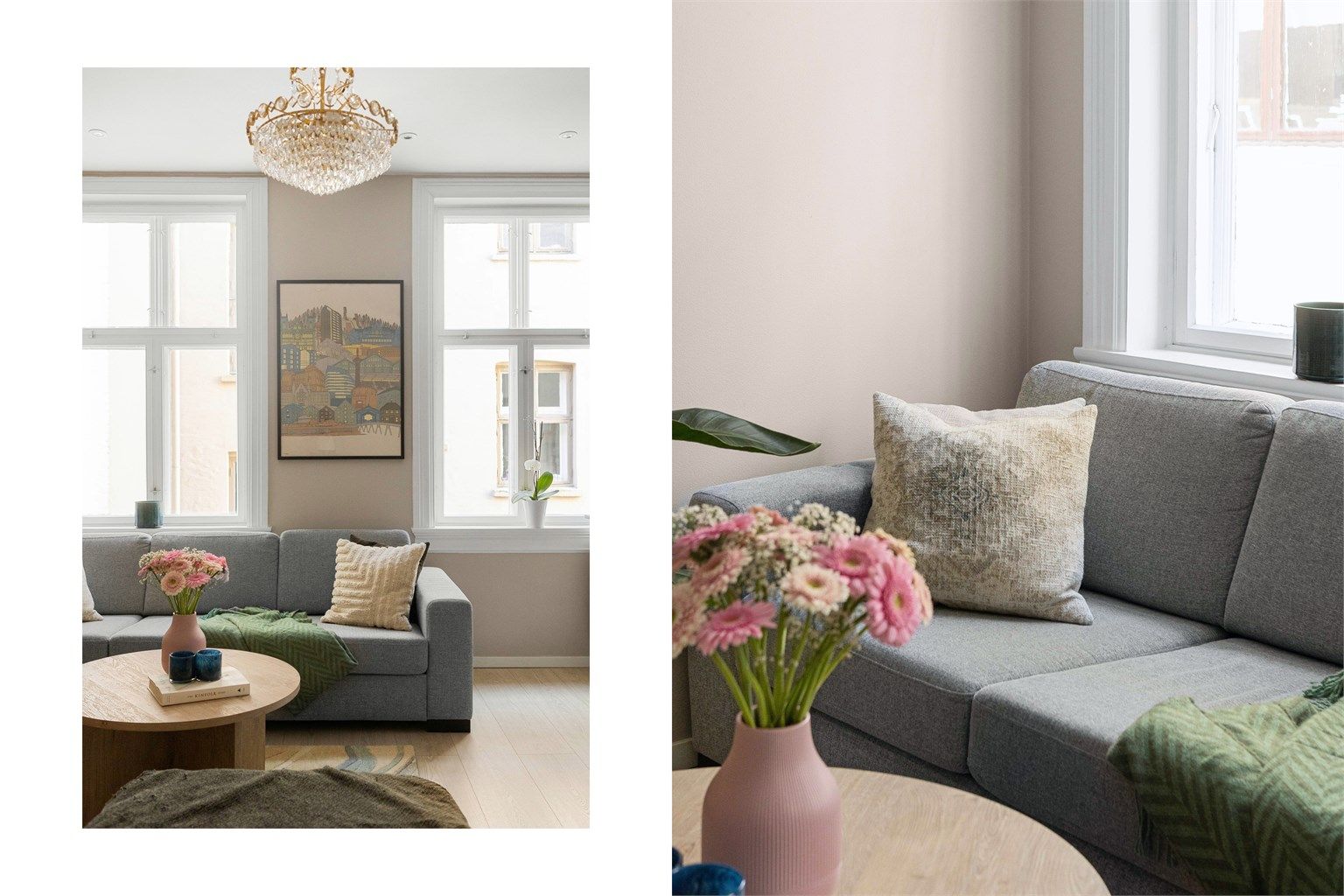 Store, klassiske vindusflater gir rikelig med naturlig lys.