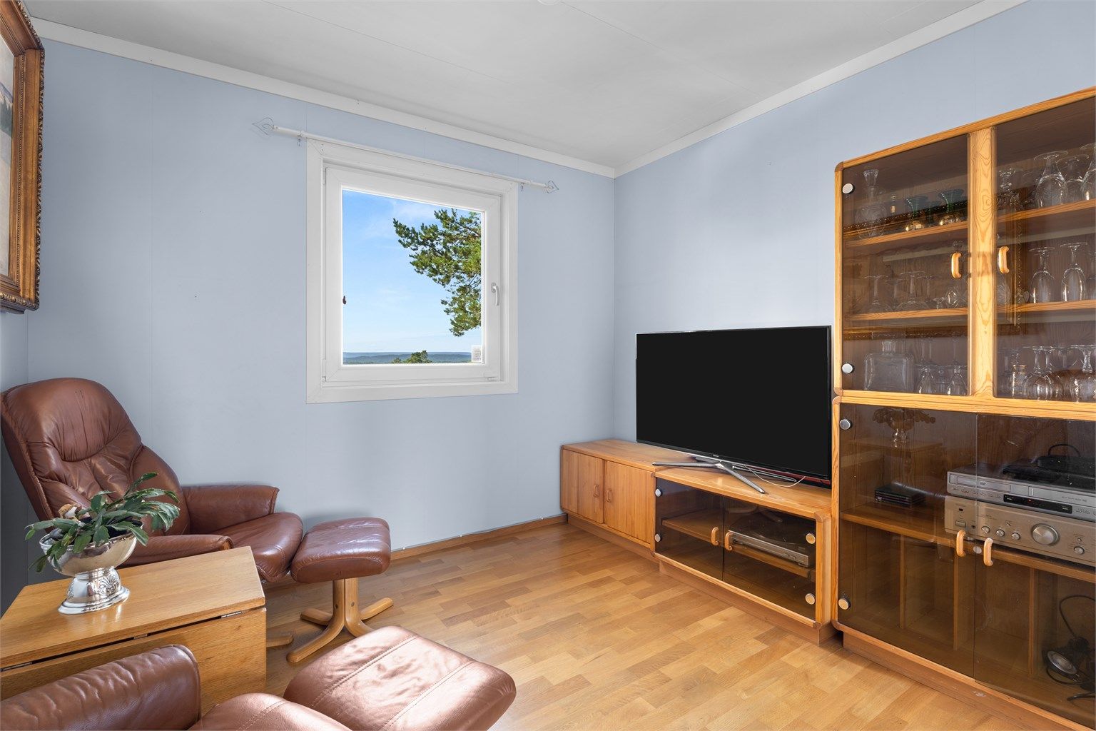 Videre inn i boligen, TV-stue rom kan benyttes som hobbyrom, kontor eller gjesterom. 