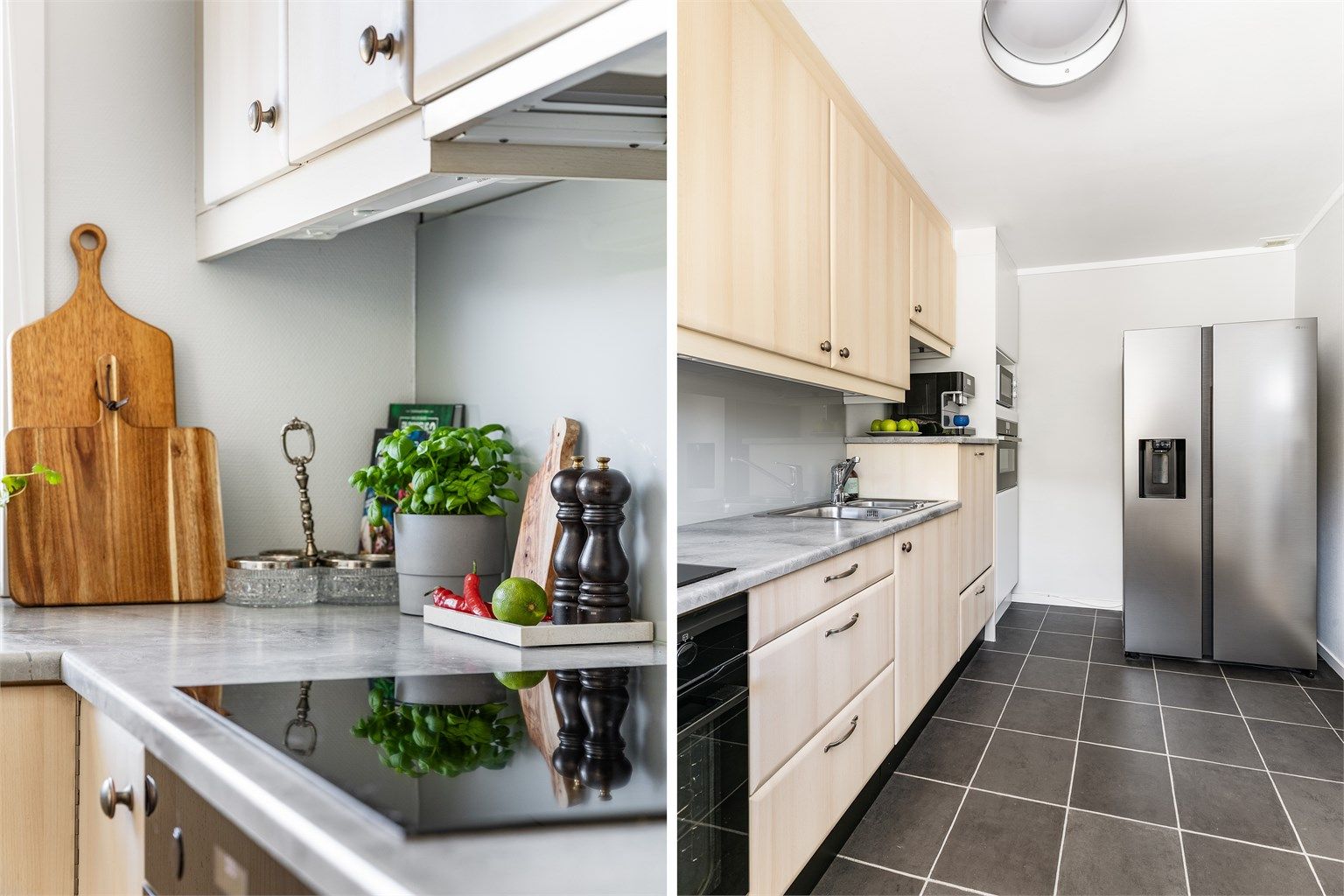 På kjøkkenet medfølger alle hvitevarer utenom frittstående kombiskap; kombiovn fra 2025, oppvaskmaskin fra 2021 og platetopp fra 2017. Kaffemaskin og mikro medfølger ikke.