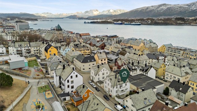 Dronebilde over boligområdet på Aspøya
