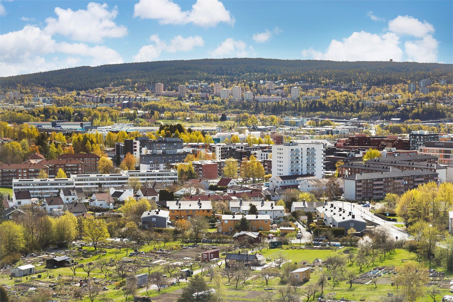 Mot nord ser man Grefsenkollen og Lillomarka, med flotte turmuligheter.