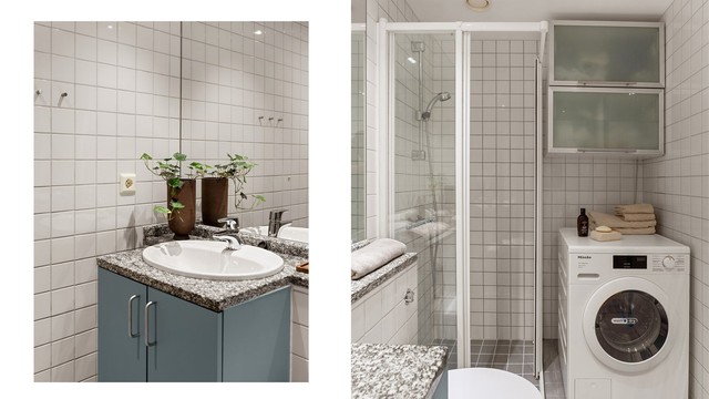Videre er det varme i gulv og downlights i himling. Ny dimmer ble installert i 2021. Det er i tillegg opplegg for vaskemaskin.