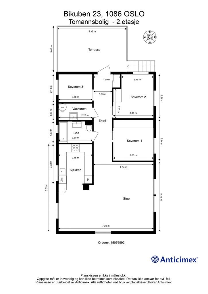 Målsatt plantegning
