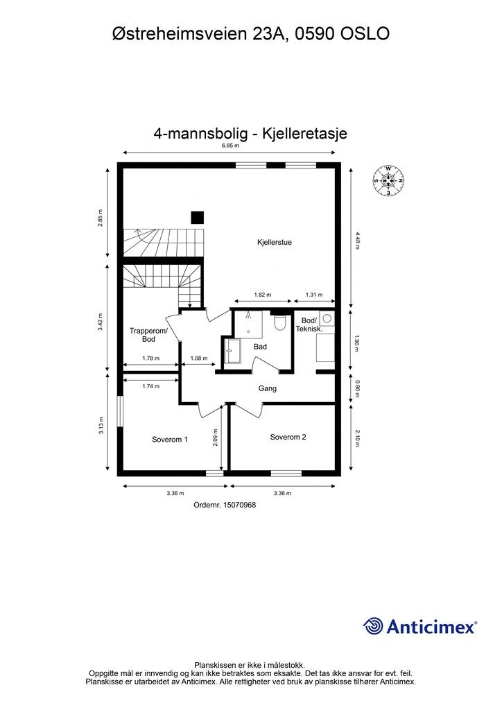 Plantegning Kjelleretasje