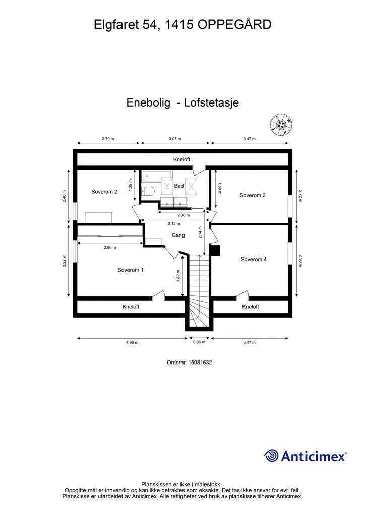 Plantegning - loftsetasje