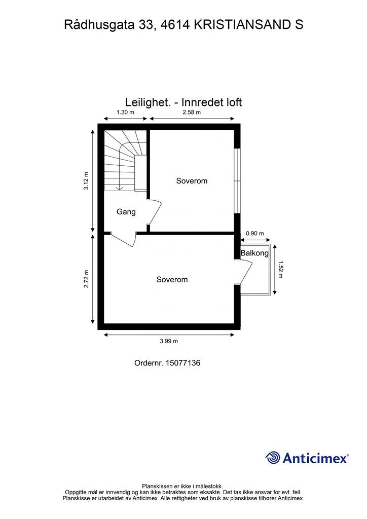 Plantegning - Innredet loft