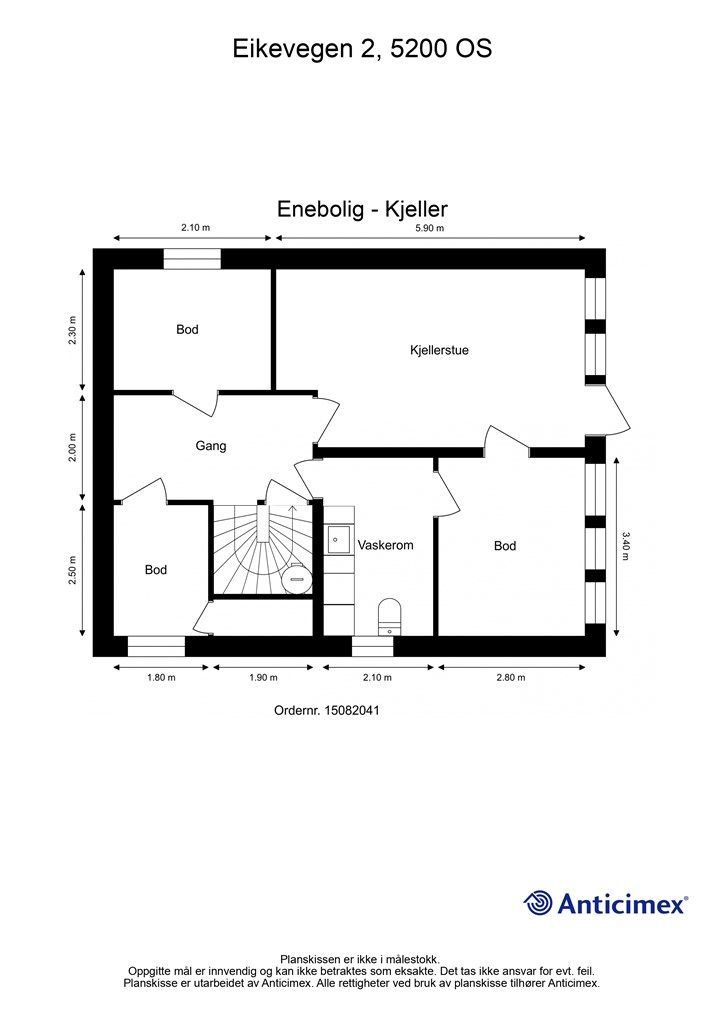 Planløsning under etasjen. 