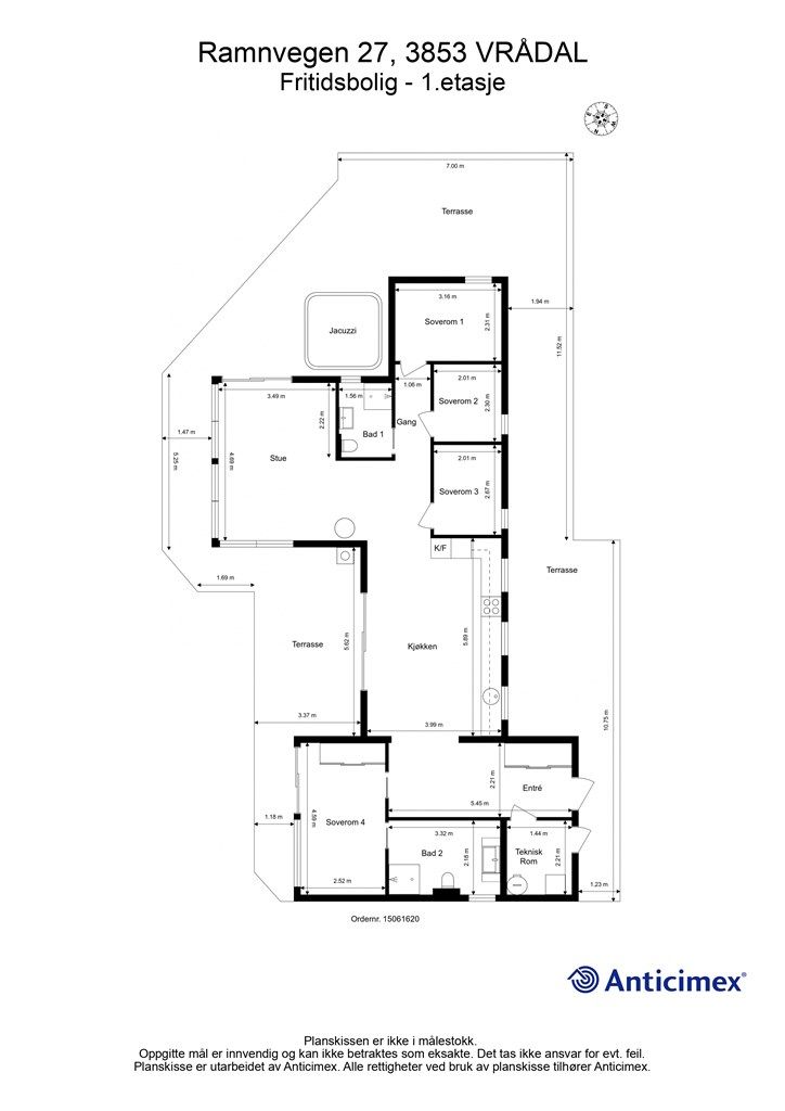Plantegning av hytten