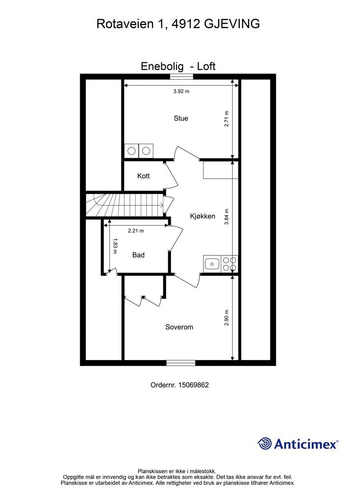 Plantegning Enebolig - Loftsetasje