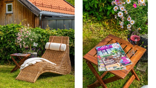VINDSKJERMET: Det er nesten alltid i le her og i hagen er det også fint å sitte å nyte sommeren.
