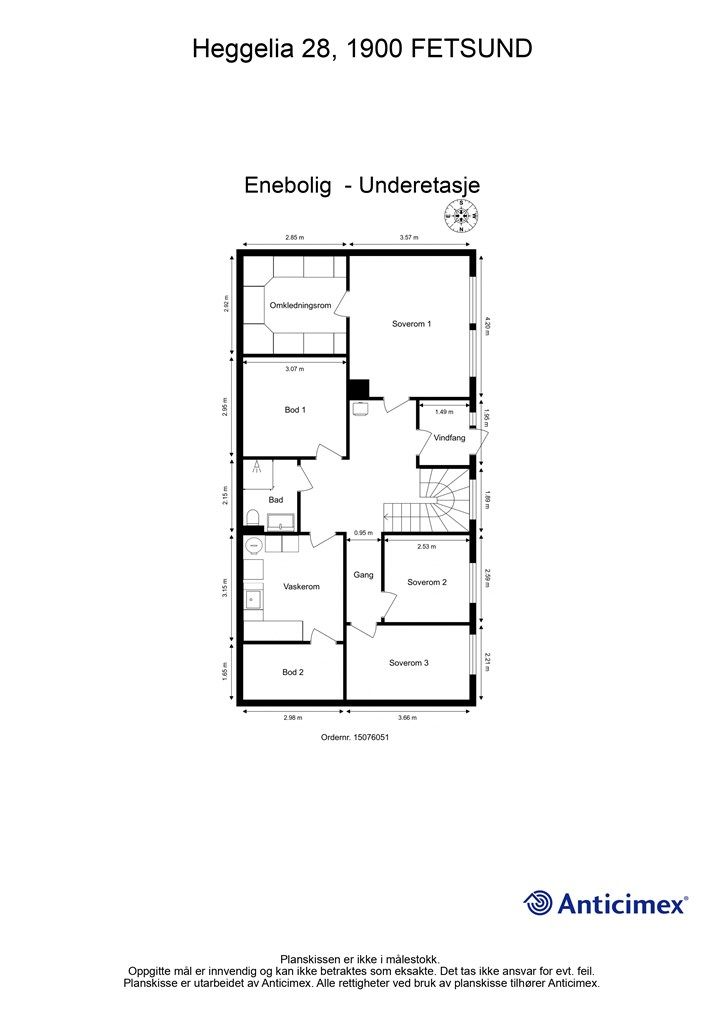 Velkommen ned i boligens underetasje - her er plantegning!