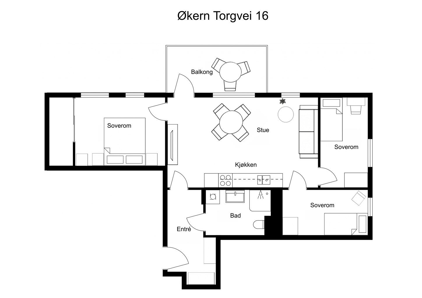 Møblert plantegning