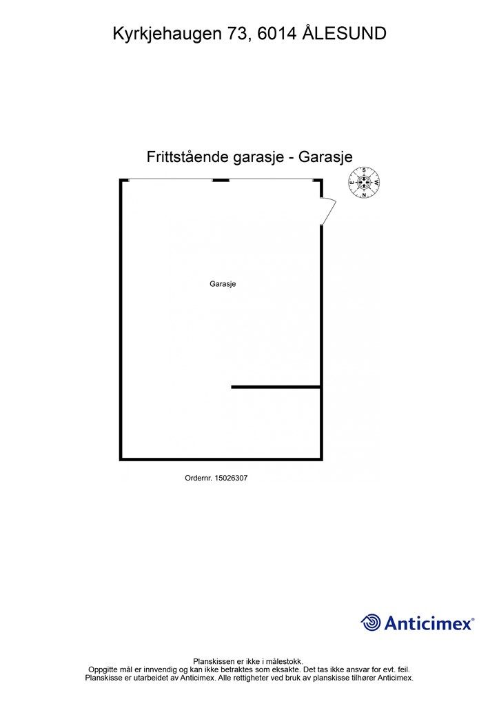 Målsatt plantegning frittliggende garasje