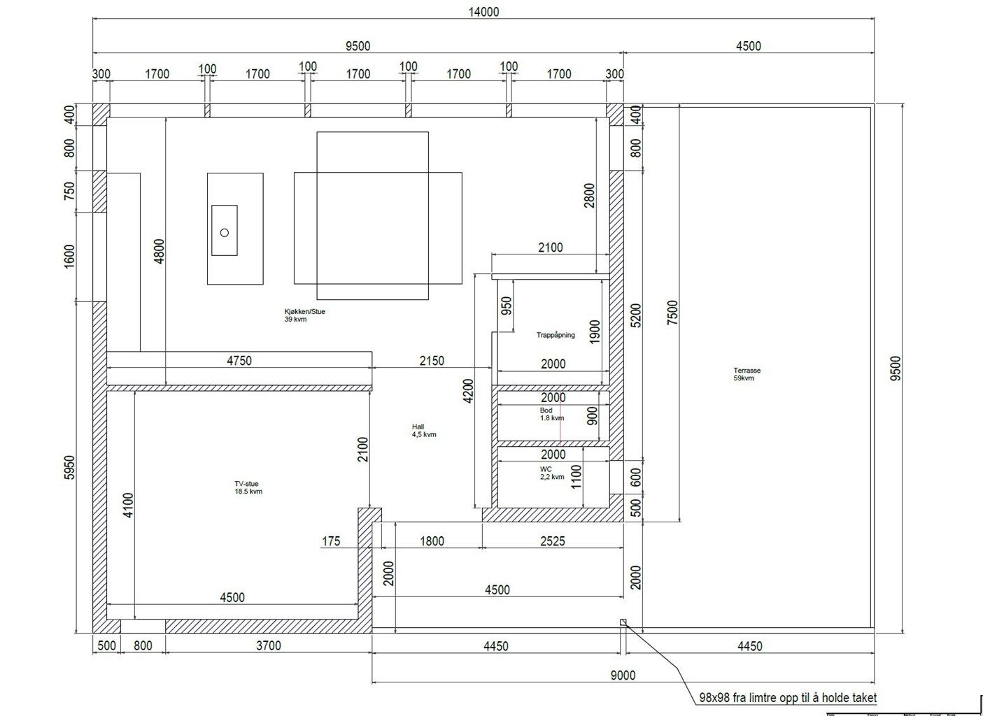 Plantegning 2. etasje - Plantegning kan avvike noe. Kjent avvik er at badet er noe større, og boden noe mindre enn på tegning.