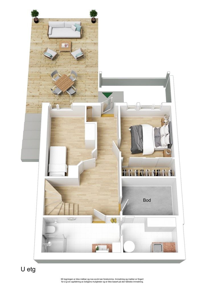 Plantegning 3D - 1. etasje