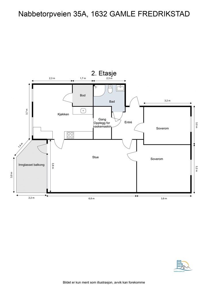 Leiligheten disponerer også to boder i felles kjeller.