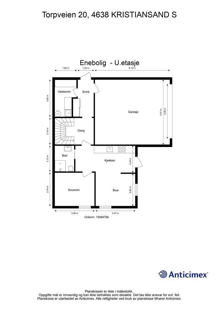 Plantegning - U. Etasje (plantegningen er ikke i målestokk, eventuelle feil kan forekomme)