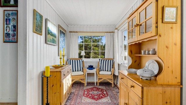 Denne kroken er innlemmet i stua og var tidligere et soverom.