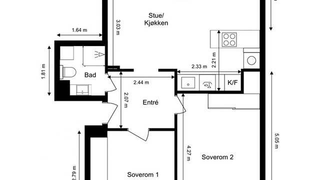 Leiligheten disponerer også kjellerbod med 8 kvm. måleverdig gulvflate.