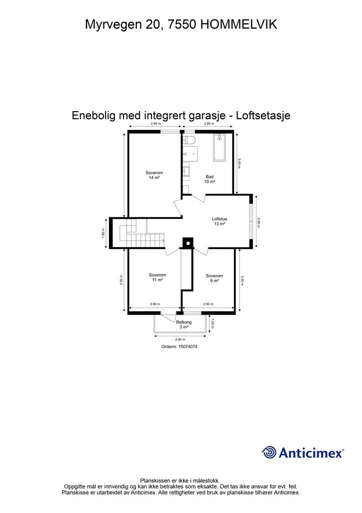 Planskisse loftsetasje. 