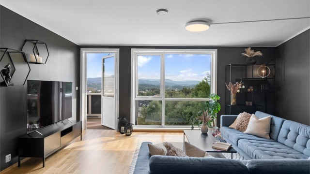 - Romslig stue med store vindusflater som slipper inn mye naturlig lys -