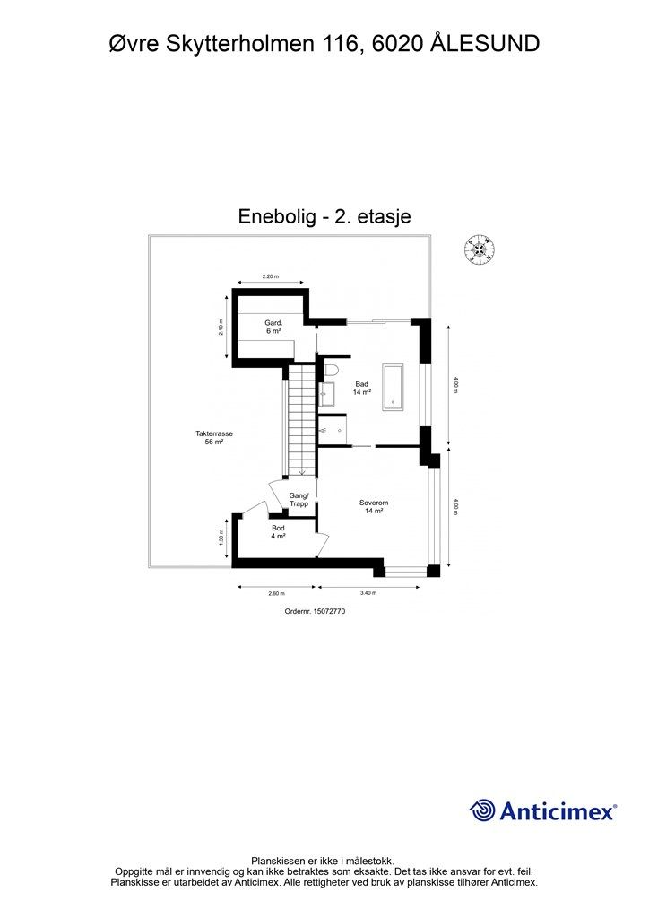 Målsatt plantegning 2. etasje