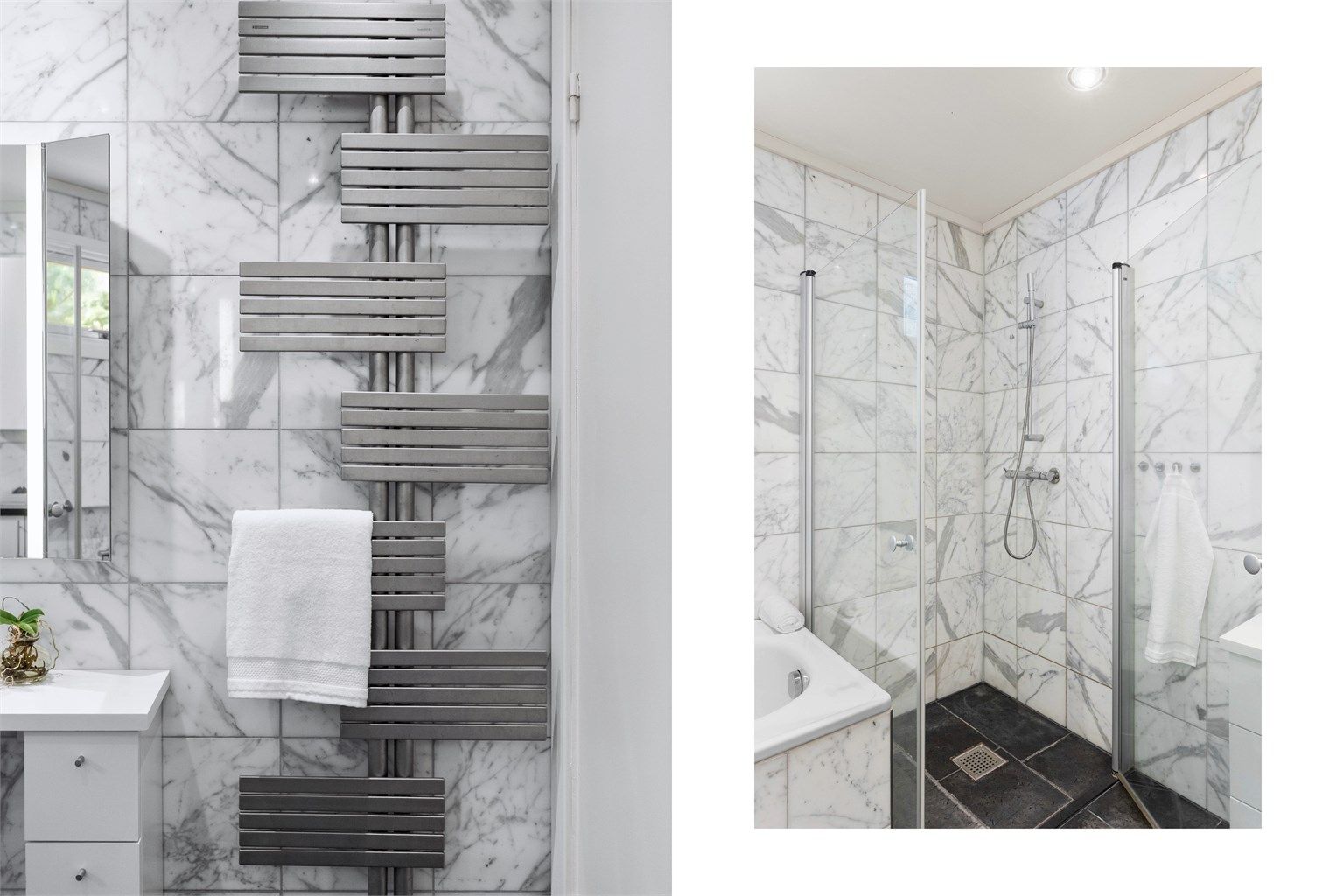 Vannbåren håndkletørker bidrar til ekstra komfort og en behagelig hotellfølelse i hverdagen. Badet har tidligere vært et soverom og er ikke bruksendret/omsøkt. 