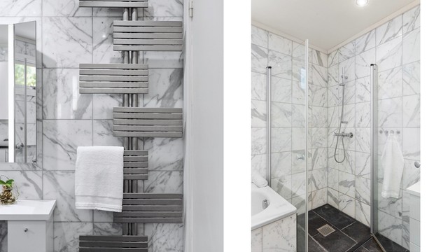 Vannbåren håndkletørker bidrar til ekstra komfort og en behagelig hotellfølelse i hverdagen. Badet har tidligere vært et soverom og er ikke bruksendret/omsøkt.