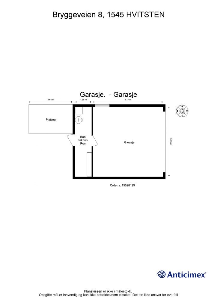 Garasje med teknisk bod