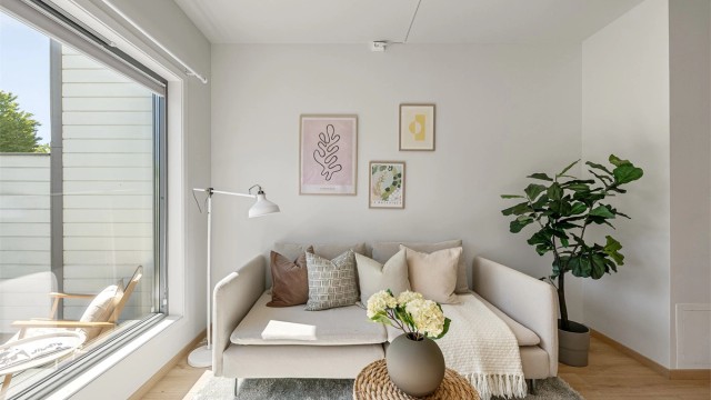 Dette er et rekkehus med nytt kjøkken fra 2024 og modernisert bad fra 2023.
Foto: Truls Schaal