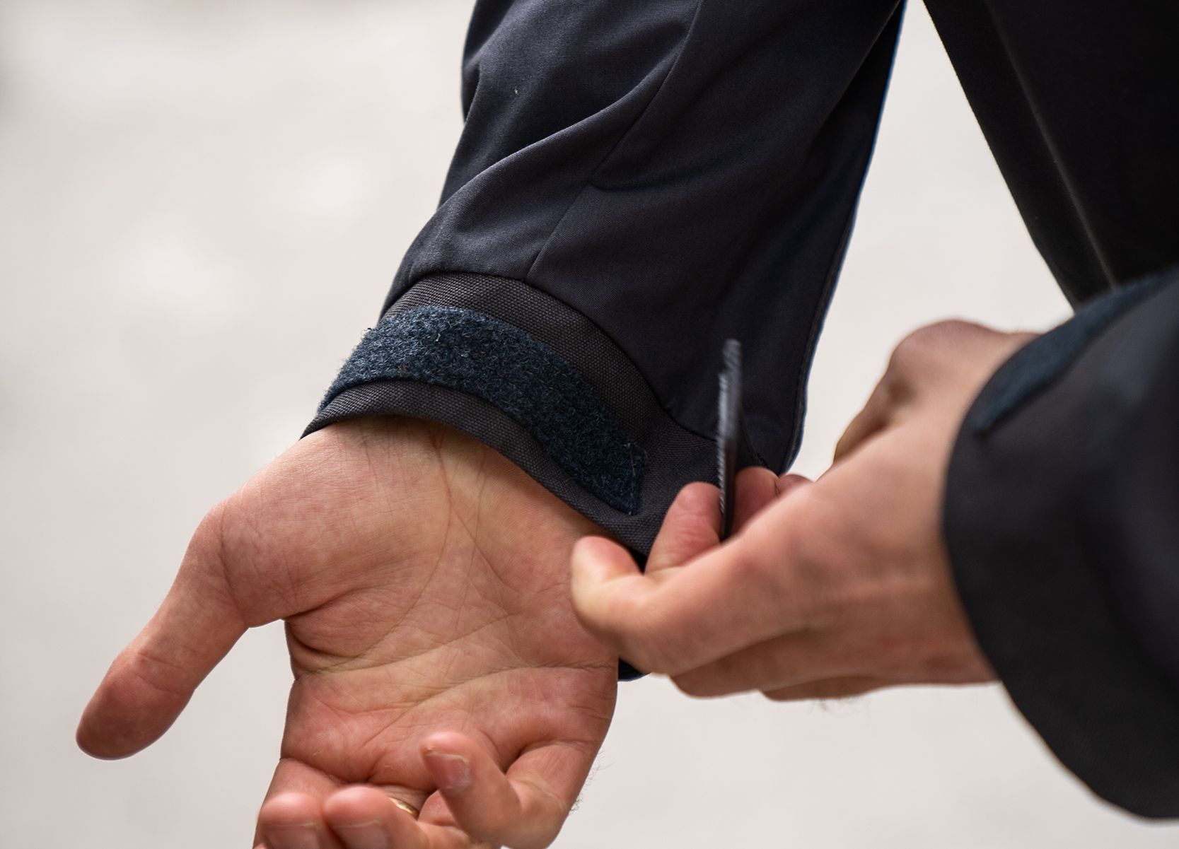 showing cuffs on The Last Jacket