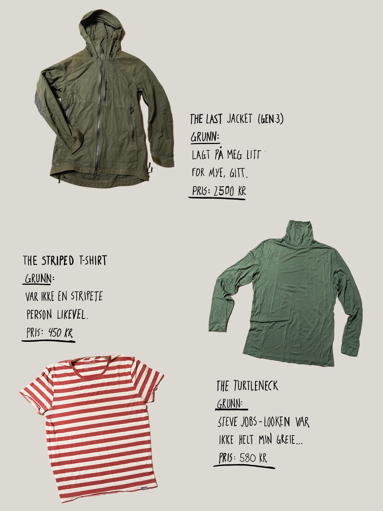 Ulike brukte klær fra northern playground tilgjengelig for second hand