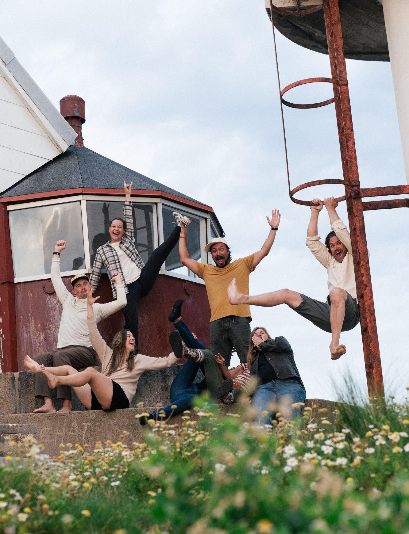 A group of people on top of a mountain