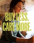 Photo of ambassador Ida Frisch with the text 'Buy less. Play more.'