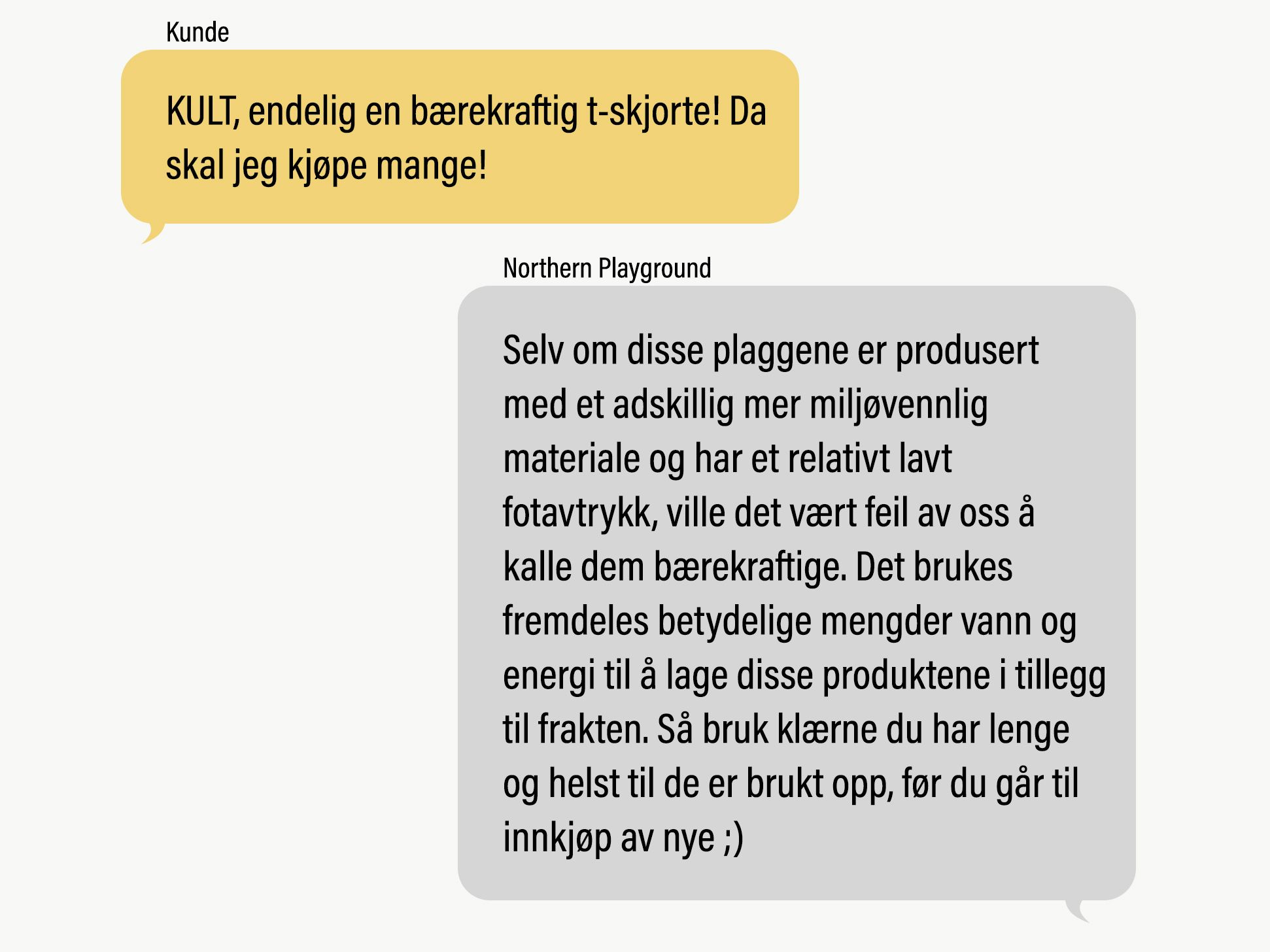 Dialog med kunde vil kjøpe mange t-skjorter