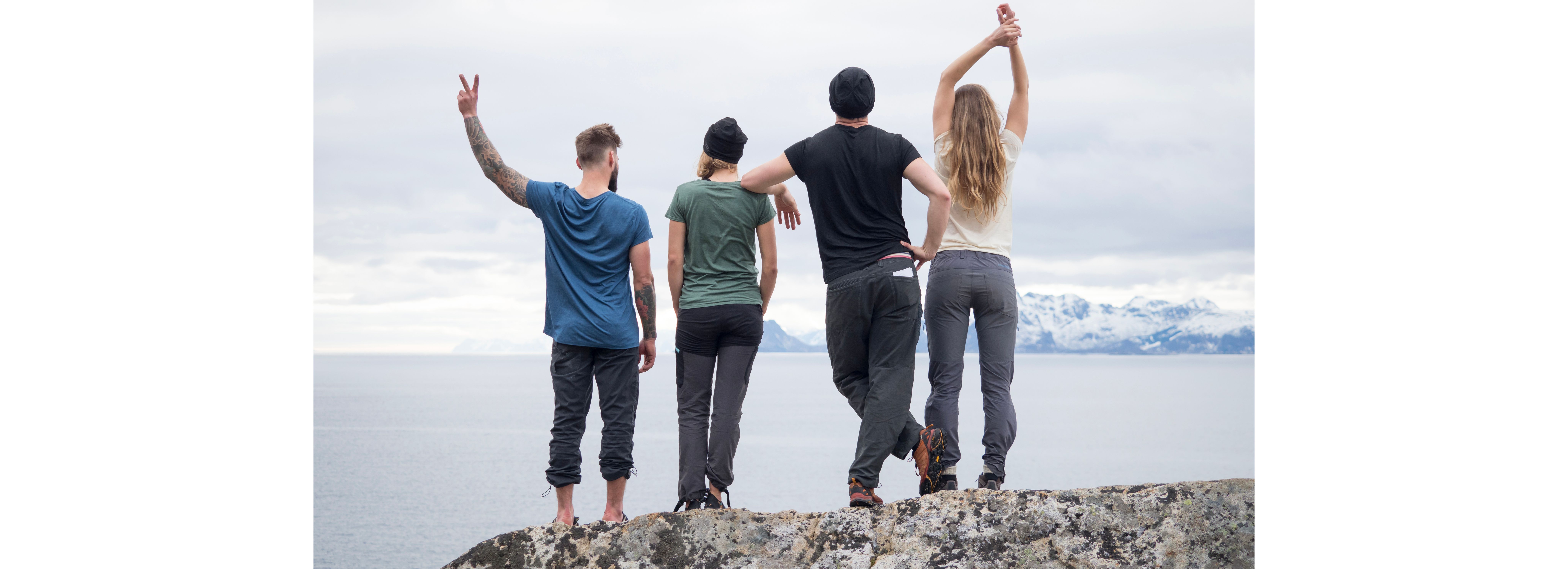 Photo of the NP team looking out over a fjord.