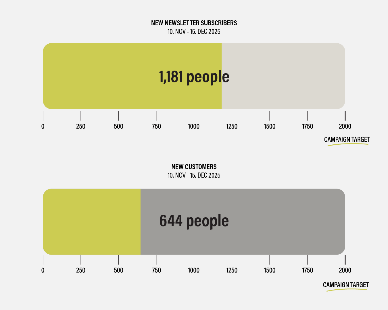 info graphic showing how many new subscribers and customers Northern Plaground has gained through their campaign