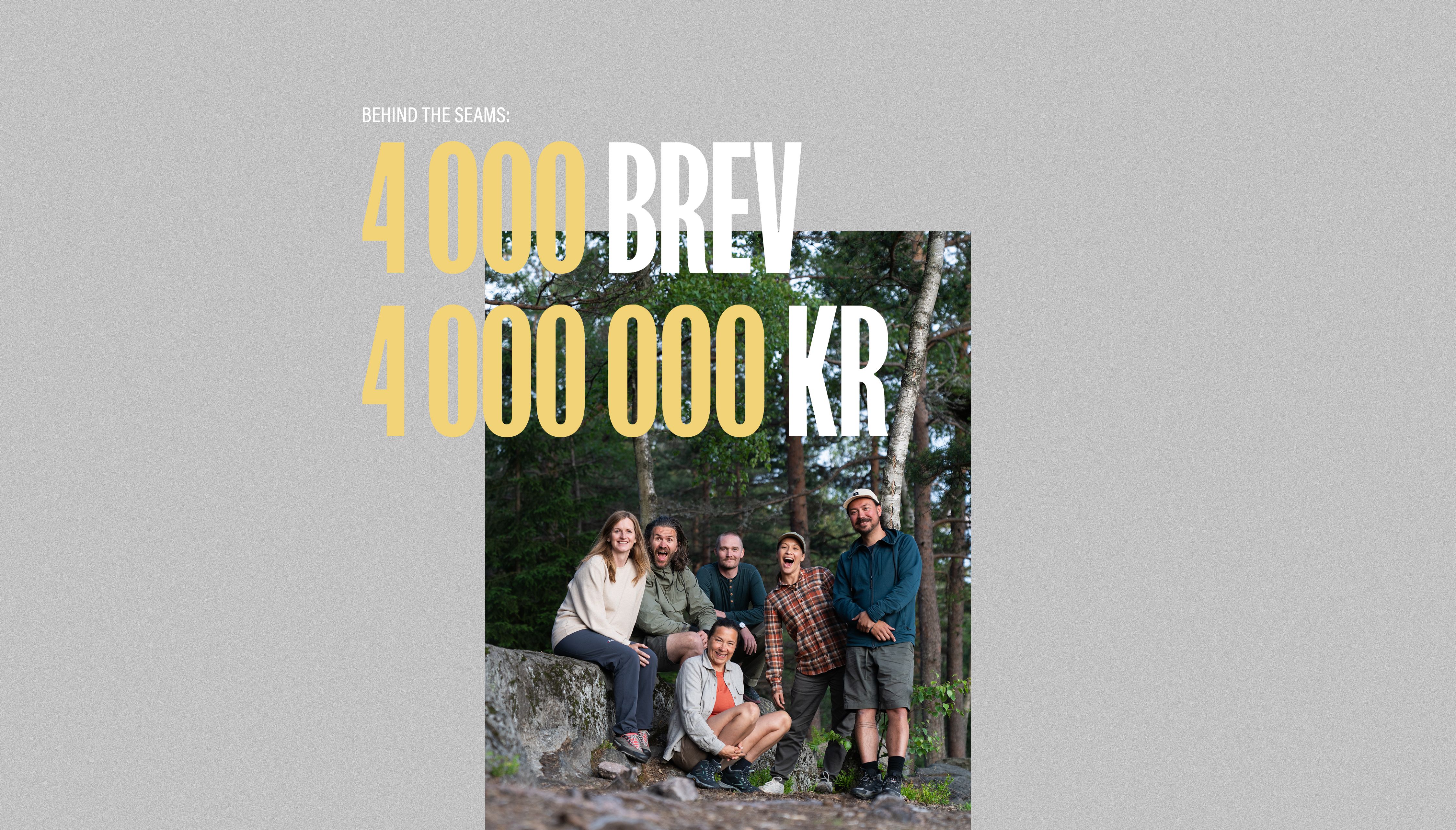 Gruppe bilde av alle ansatte i Northern Playground: 4000 brev, 4000000 kr