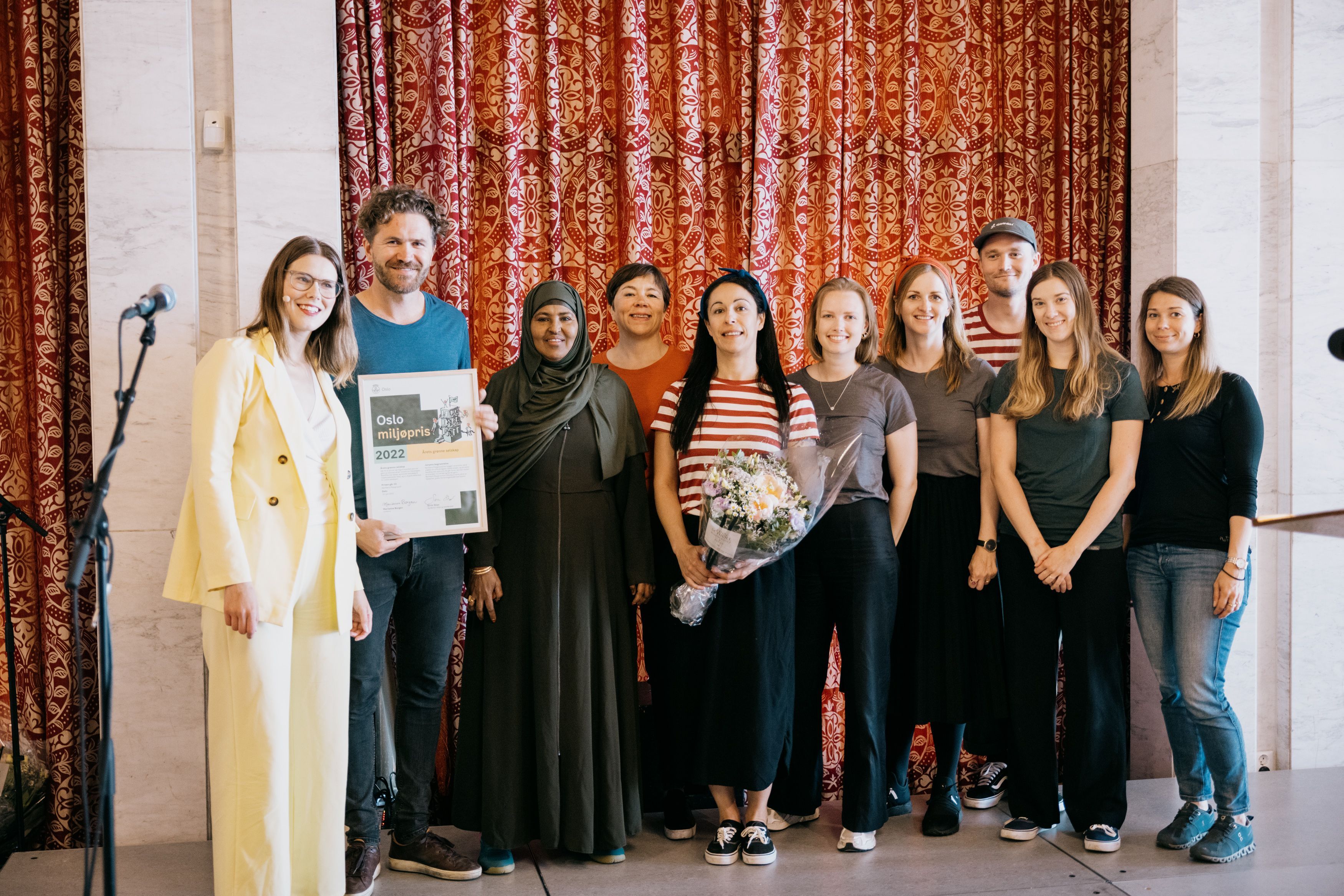 Photo of the NP team receiving the environmental award.