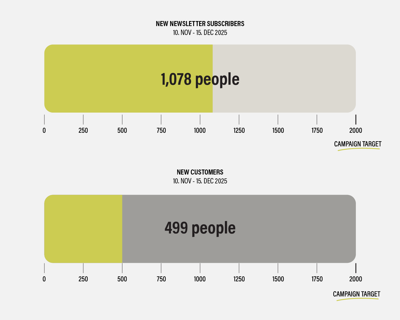 info graphic showing how many new subscribers and customers Northern Plaground has gained through their campaign