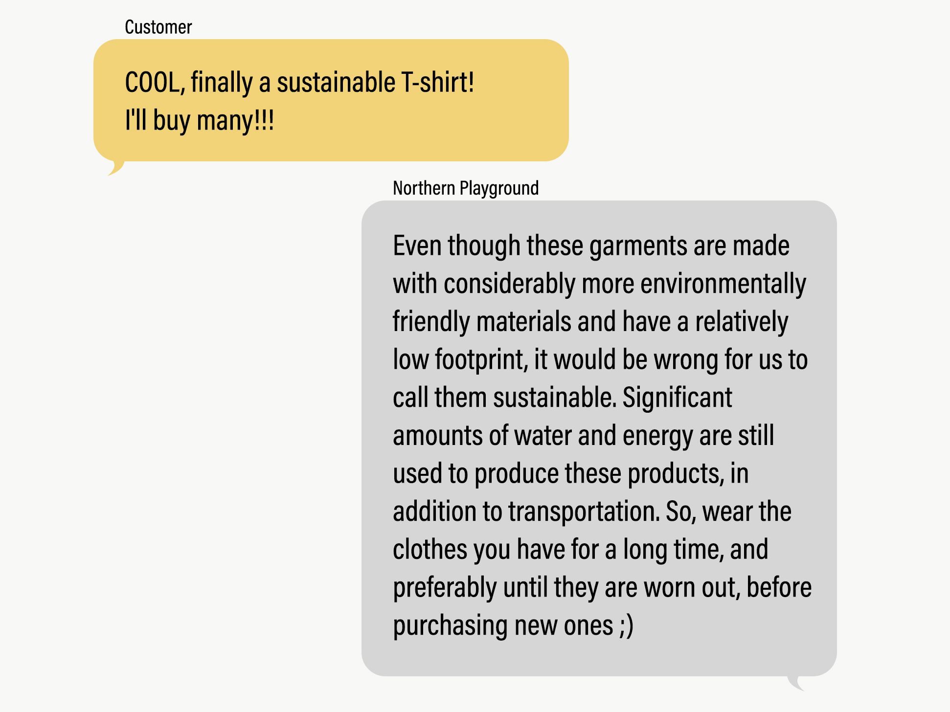 customer wants to buy many sustainable t-shirts