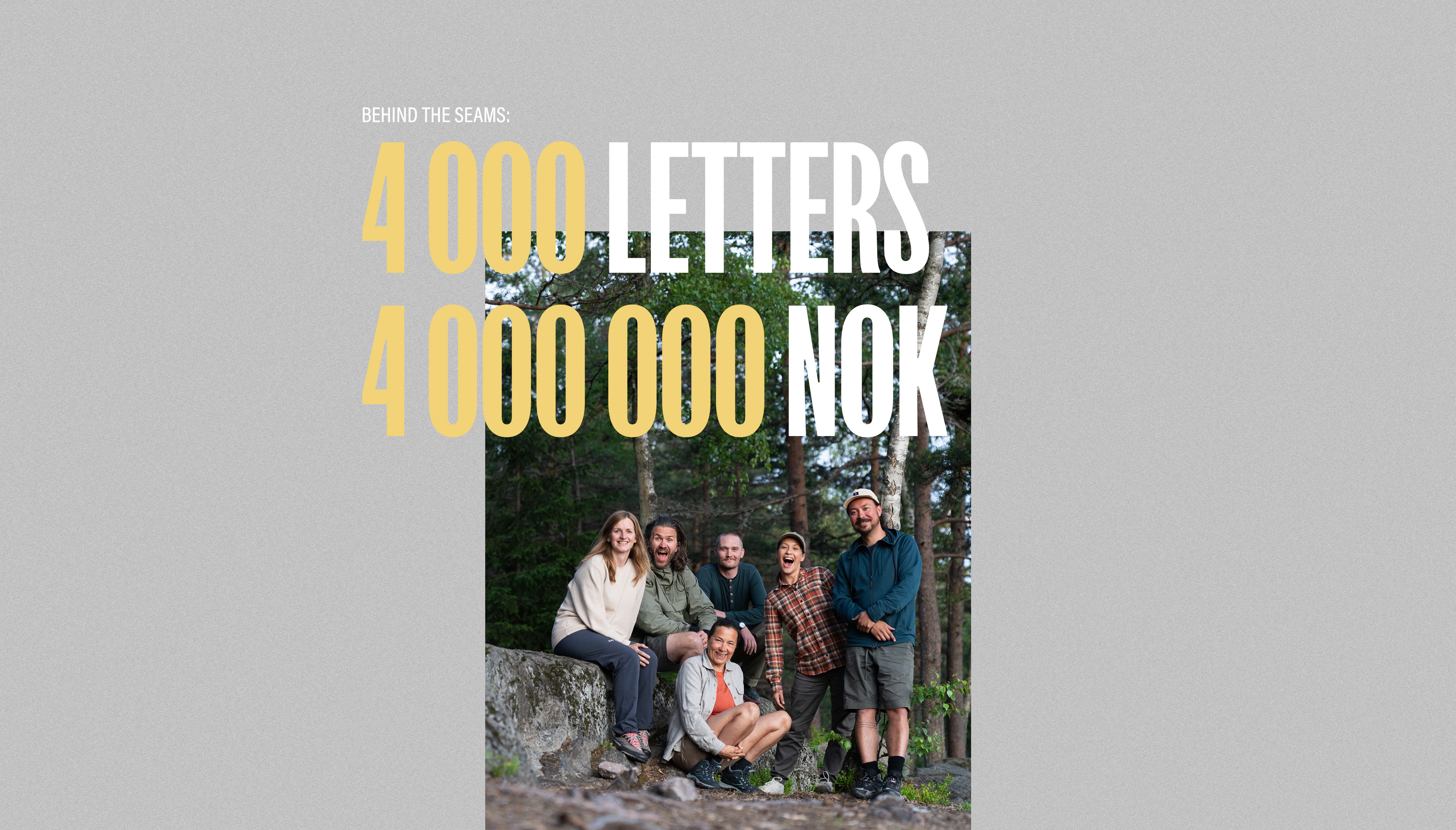 Gruppe bilde av alle ansatte i Northern Playground: 4000 brev, 4000000 kr