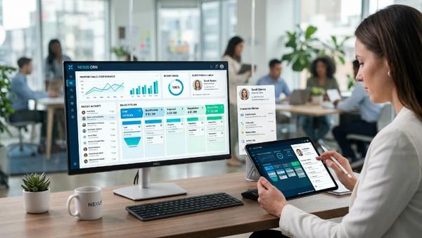 employee using CRM software