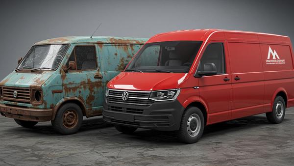 Old and new vans depicting the impression of old vs news in professionalism