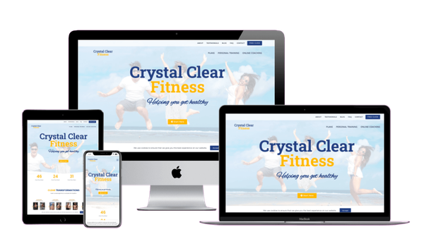 Crystal Clear Fitness website across desktop, tablet and mobile