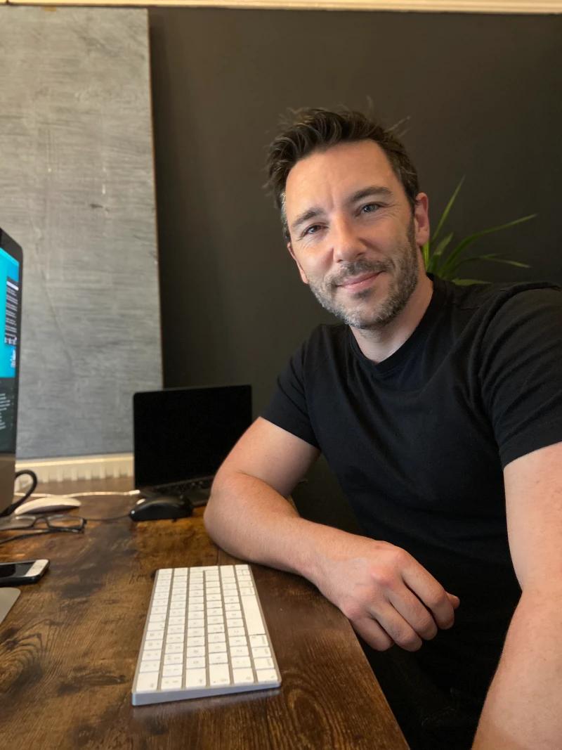 Chris Good of Boosh Digital designing a website for an Exeter and Devon local business