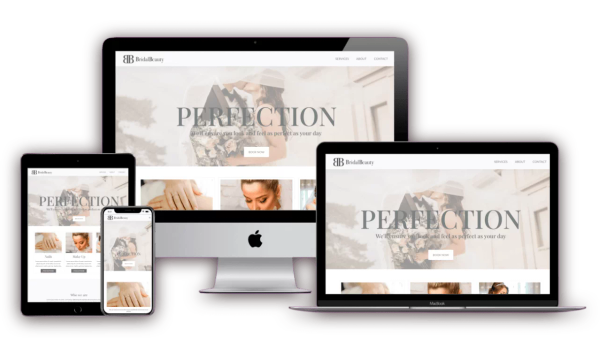 Elegant bridal and wedding services website design shown on desktop
