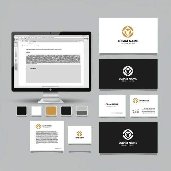 A single logo shown across business cards, stationery and brand mockups